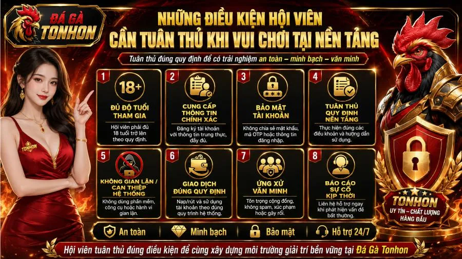 Những điều kiện hội viên cần tuân thủ khi vui chơi tại nền tảng